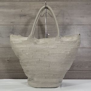 Monserat De Lucca for Anthropologie Gray Leather Tote Shoulder Bag